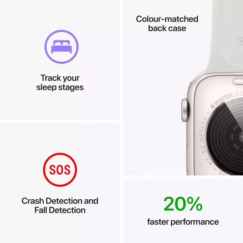 AppleWatch SE GPS (2nd Gen) Heart Rate Monitor, Crash Detection, Sleep Tracking (Starlight Sport Strap, 44mm) - Image 2