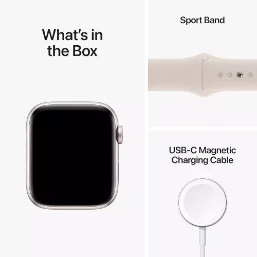 AppleWatch SE GPS (2nd Gen) Heart Rate Monitor, Crash Detection, Sleep Tracking (Starlight Sport Strap, 44mm) - Image 3