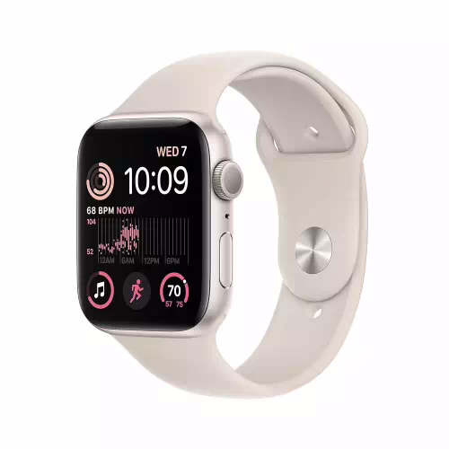 AppleWatch SE GPS (2nd Gen) Heart Rate Monitor, Crash Detection, Sleep Tracking (Starlight Sport Strap, 44mm)