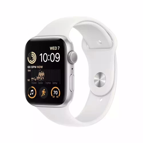 Apple Watch SE GPS (2nd Gen) Heart Rate Monitor, Crash Detection, Sleep Tracking (White Strap, 44mm)