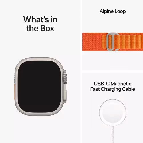 Apple Watch Ultra GPS + Cellular - ECG App, Temp sensor, Blood oxygen, Fall Detection??(Orange Alpine Strap, Small) - Image 3