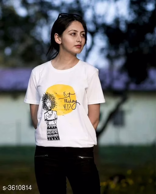 Attractive White Women's Cotton T-Shirts