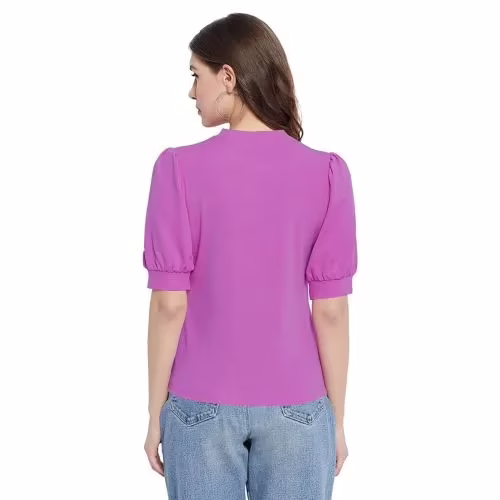Seasons Women Purple Solid High Neck Top - Image 2