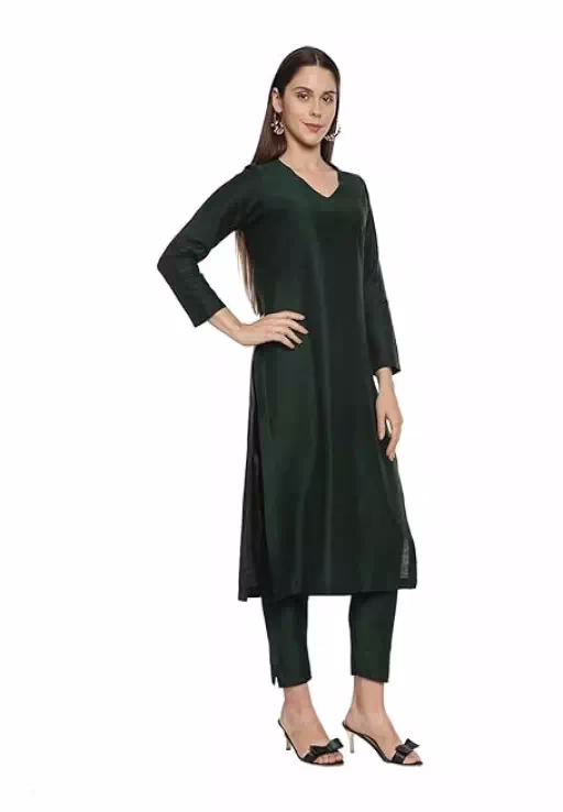 Black Women Cotton Blend Regular Kurta Set - Image 3