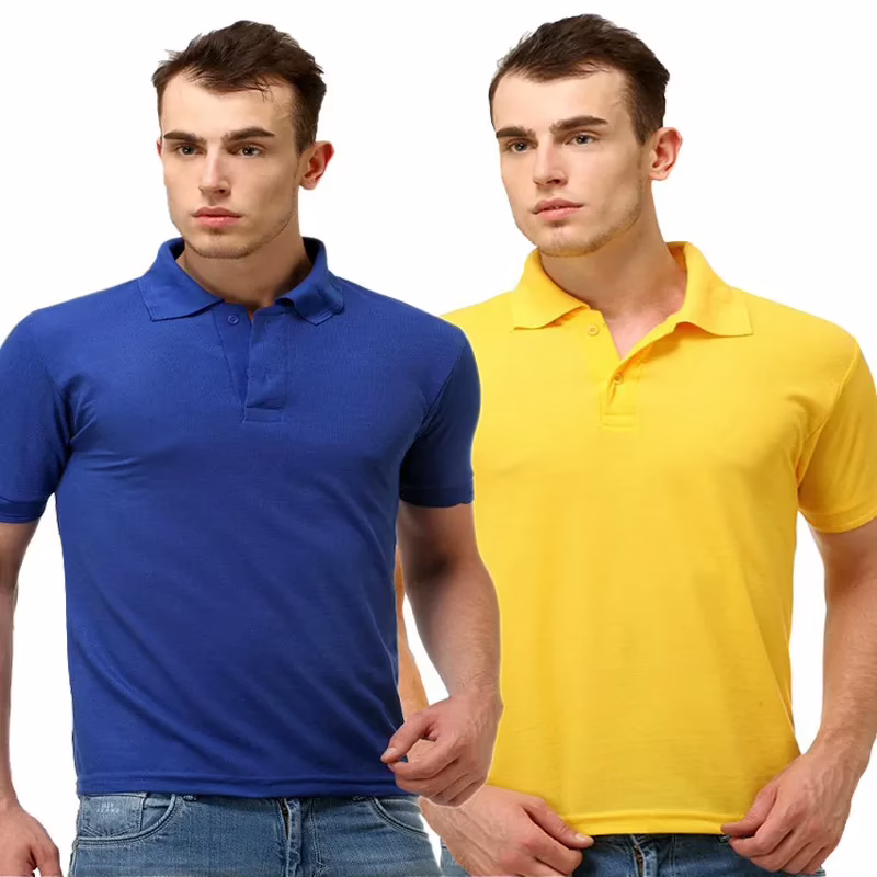 Season Combo Of Blue And Yellow Neck T Shirt