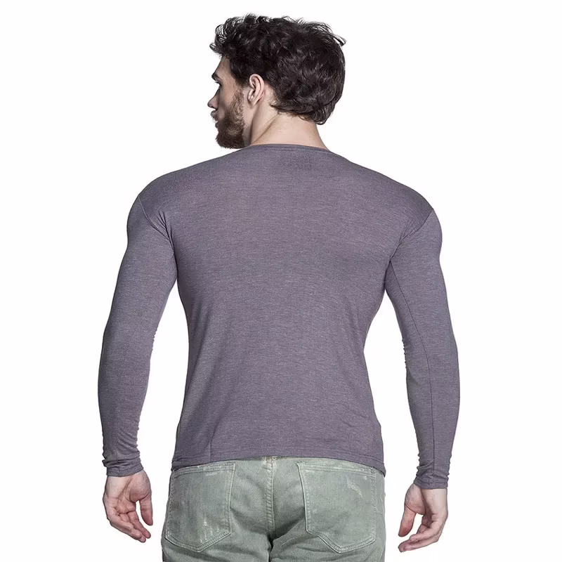 Season Tinted Gray Cotton Blend Full Sleeves T Shirt - Image 2