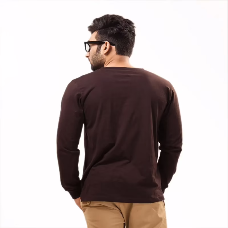 Season Unisopent Designs Brown Full Cotton Henley T-Shirt - Image 2