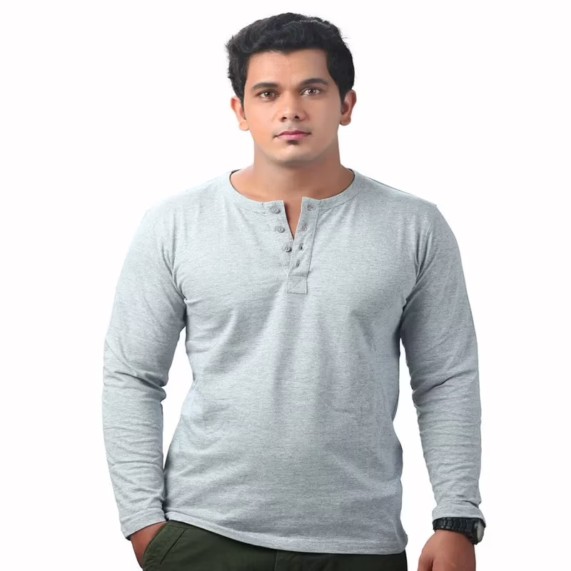 Season Krook Black-grey Cotton Full Sleeves Henley T-shirt (pack Of 2)