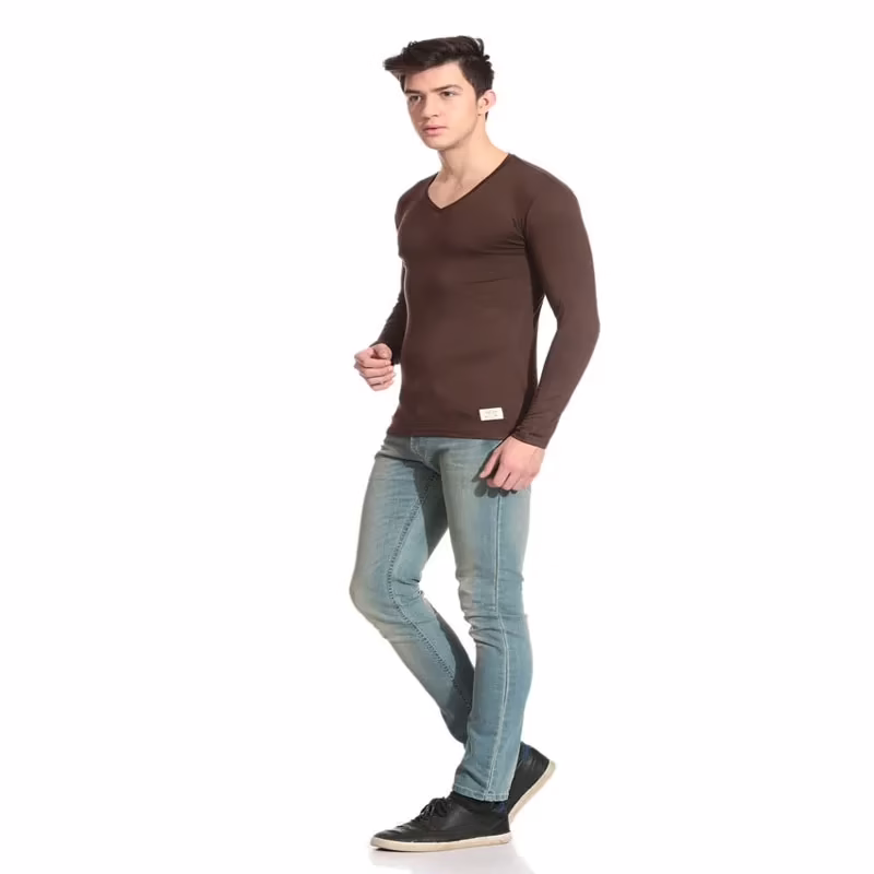 Season Tinted Brown Cotton Blend Men's T Shirt - Image 2