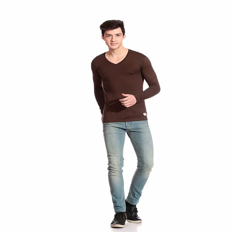 Season Tinted Brown Cotton Blend Men's T Shirt - Image 4