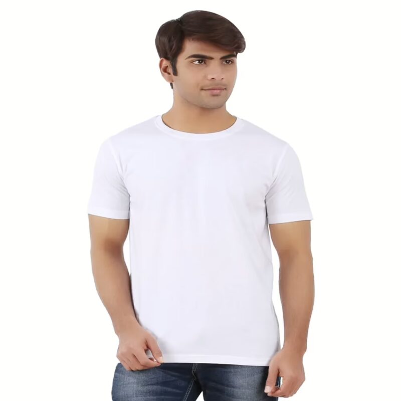 Season Ap'pulse White Cotton Half Sleeves Round Neck