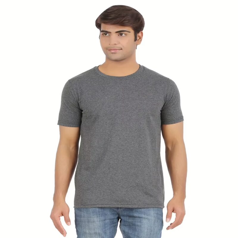 Season Ap'pulse Gray Cotton Half Sleeves Round Neck