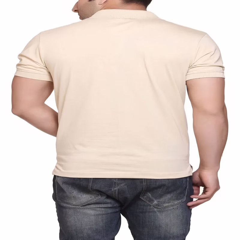 Season Crew Men's Solids T-Shirt (Beige) - Image 2