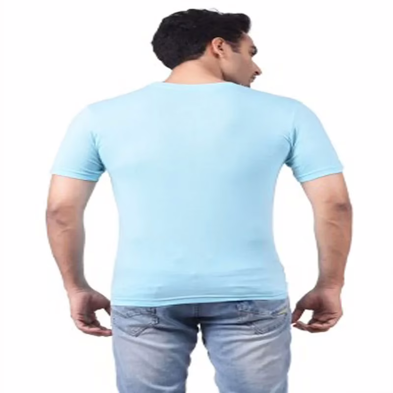 Season Men's Round Neck Light Blue T-Shirt - Image 3