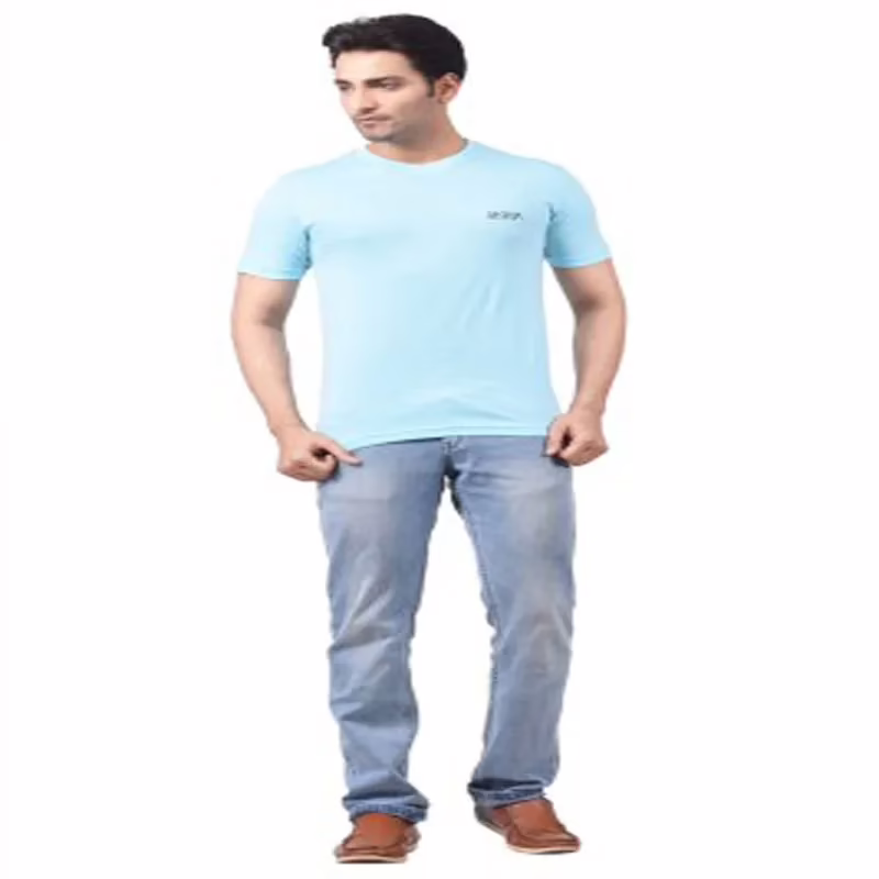 Season Men's Round Neck Light Blue T-Shirt - Image 5
