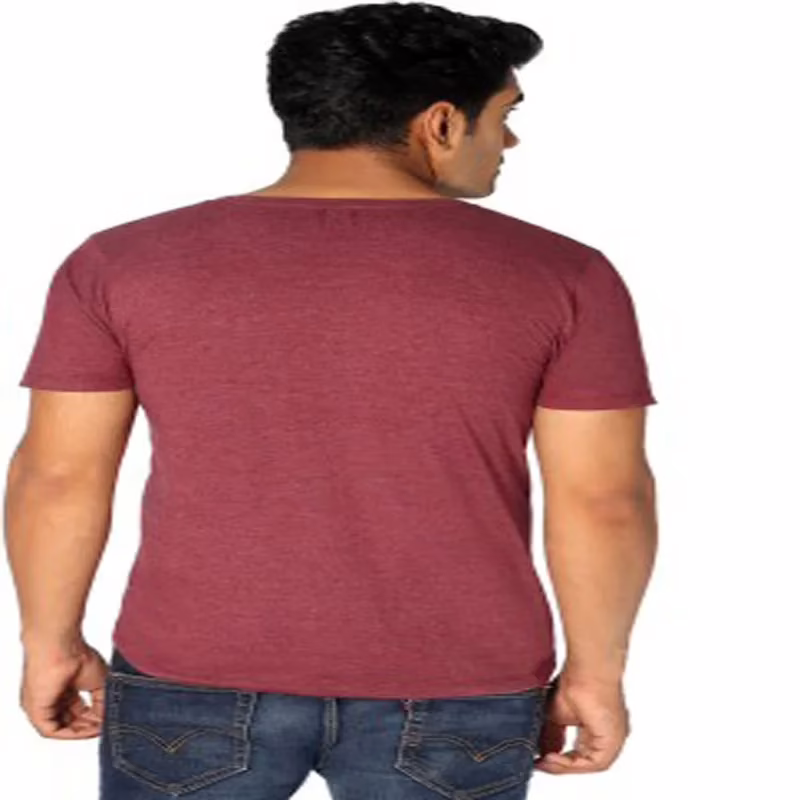 Season Solid Men's Scoop Neck Maroon T-Shirt - Image 3