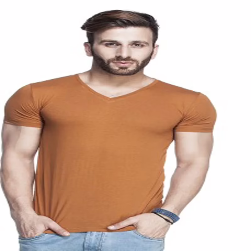 Season Tinted Coffee Brown Solid Henley T Shirt