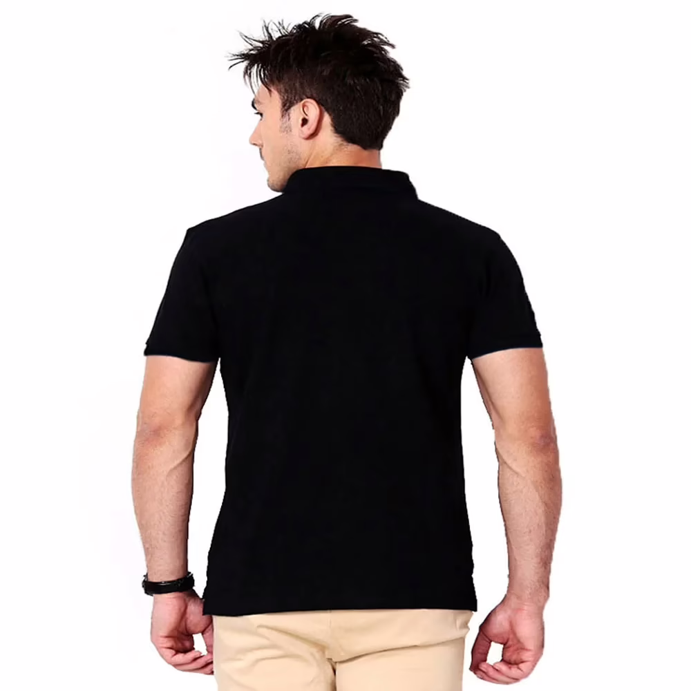 Season Black Half Sleeves Solid Polo T-Shirt - Image 2