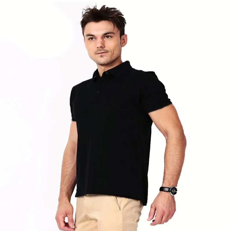 Season Black Half Sleeves Solid Polo T-Shirt
