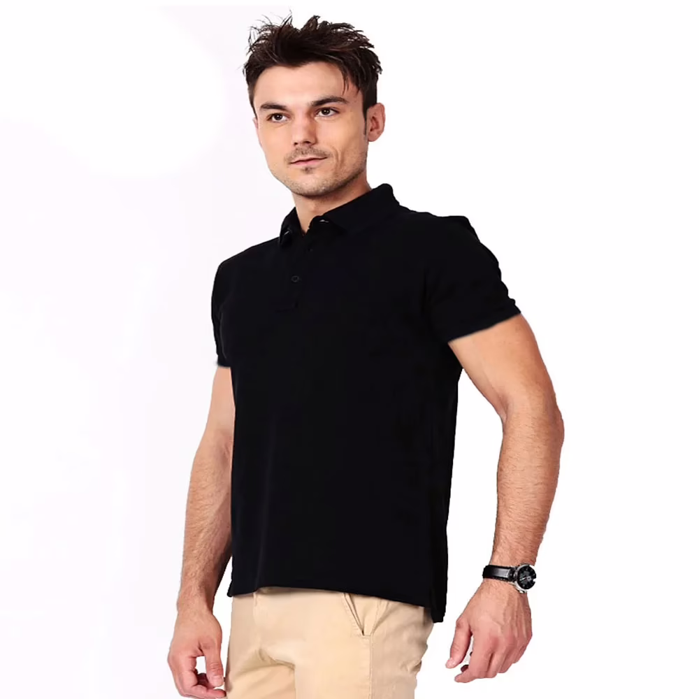 Season Black Half Sleeves Solid Polo T-Shirt