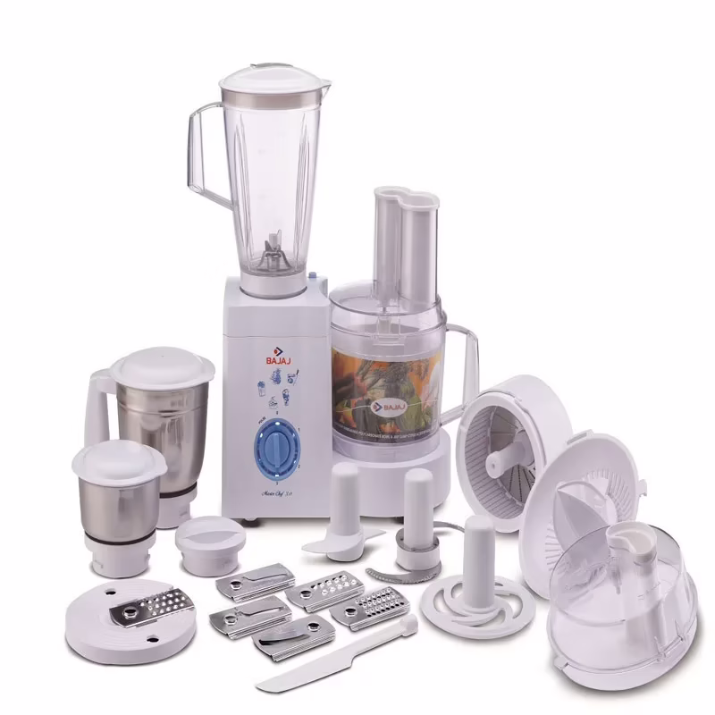 Bajaj MasterChef 3.0 600-Watt Food Processor with 3 Jars (White)
