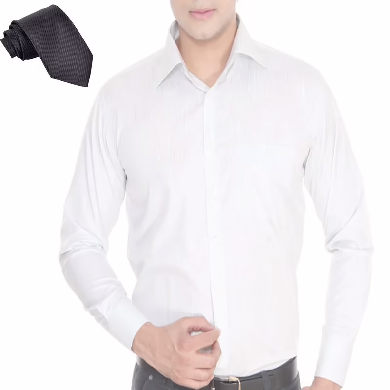 Raymond Men Cotton Blended Shirt Fabric Off White Free Tie