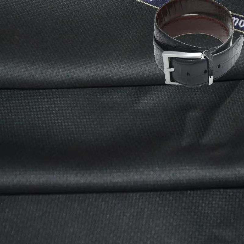 Raymond Men Poly Blended Trouser Fabric Black Free Belt