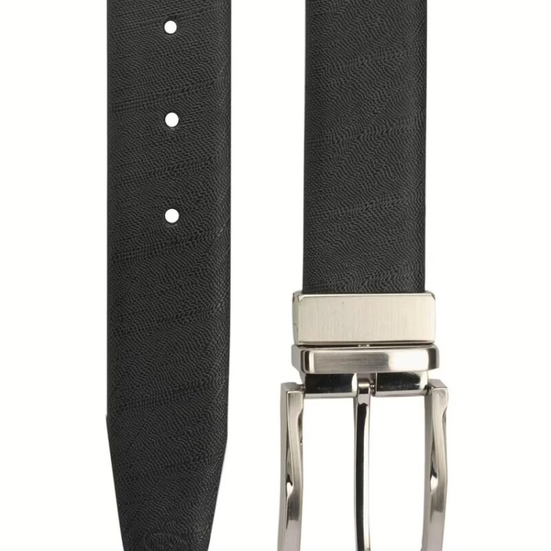 Men Formal Black Genuine Leather Reversible Belt