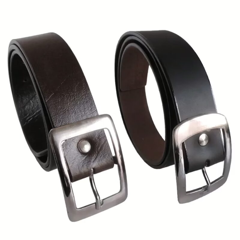 Black Leather Formal Men's Belt - Pack Of 2