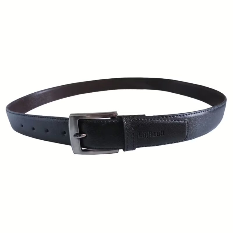 Black Men Leather Belt with Wallet