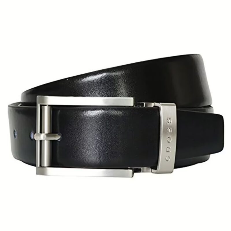 Black Leather Reversible Belt for Men
