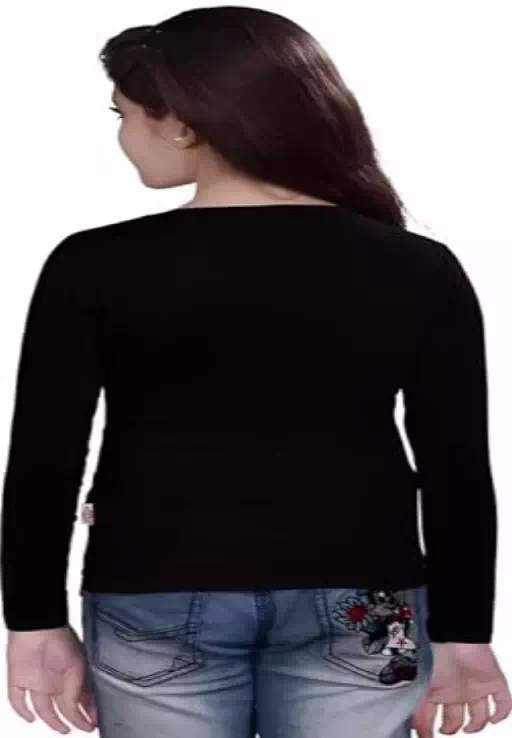 Black Casual Cotton Round Neck Full Sleeve T-Shirt - Image 2