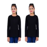 Pack of 2 Cotton Girls Solid Full Sleeve Cotton T Shirt