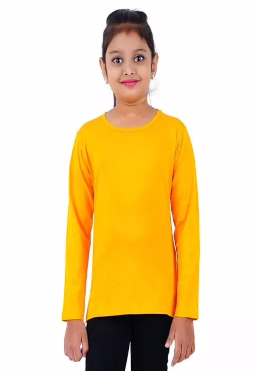 Pack of 2 Yellow Cotton Girls Full Sleeve Cotton T Shirt - Image 2