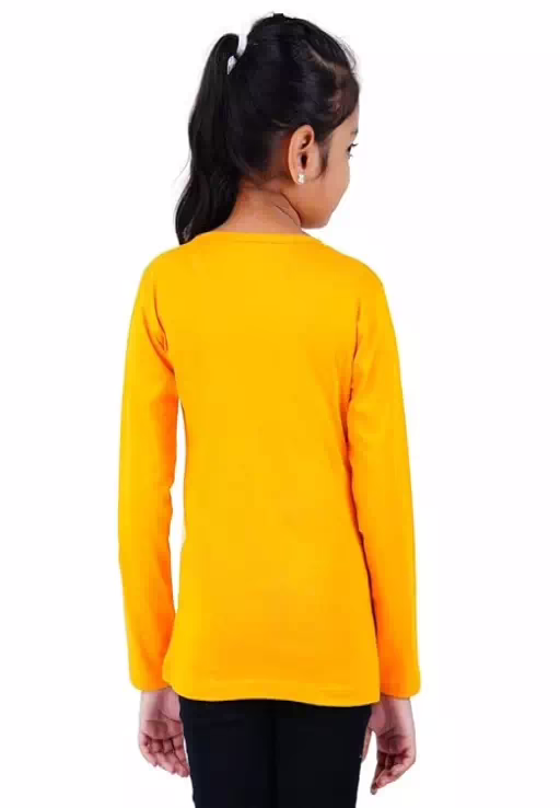 Pack of 2 Yellow Cotton Girls Full Sleeve Cotton T Shirt - Image 4
