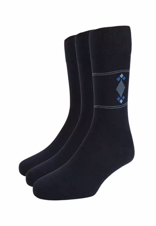 Seasons Navy Color Cotton Socks- 3 Pair Pack