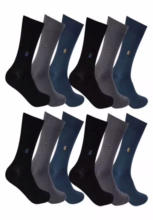 Seasons Multicolour Cotton Formal Full Length Socks for Men - Pack of 12