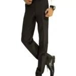 Black Cotton Blend Slim Formal Trouser
