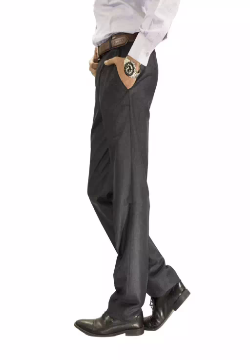 Black Cotton Blend Slim Formal Trouser - Image 2
