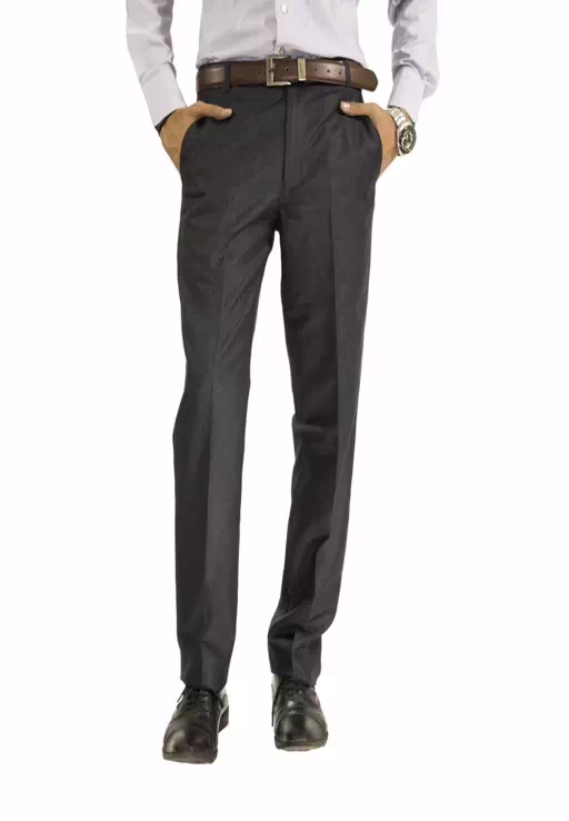 Black Cotton Blend Slim Formal Trouser