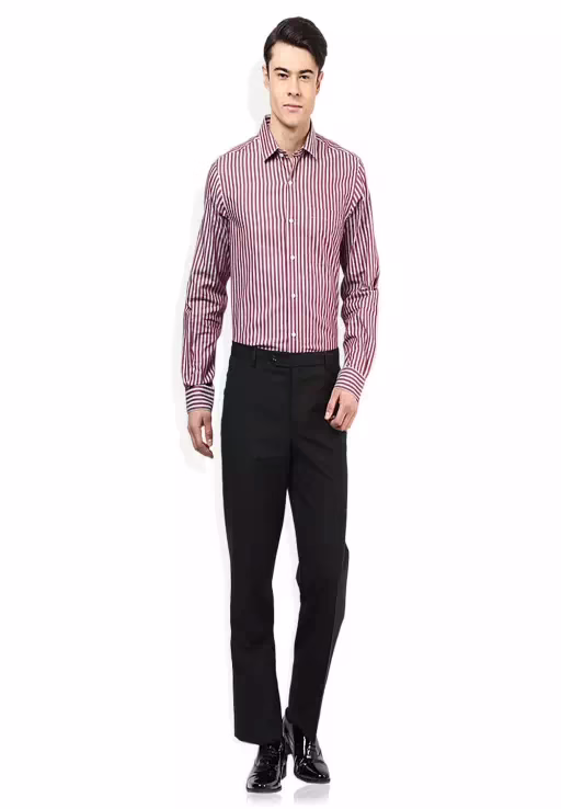 Seasons Black Solid Regular Fit Trouser - Image 2