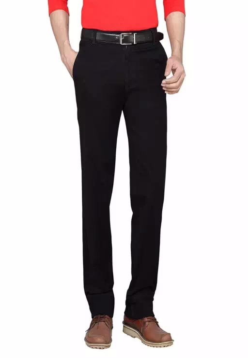 Seasons Black Regular Fit Casual Trouser