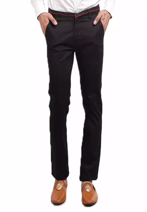Black Regular Fit Casual Trouser