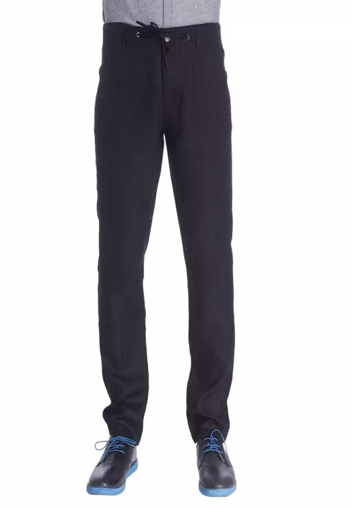 Seasons Black Slim Fit Casual Trouser