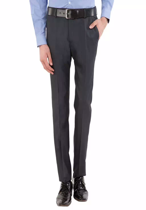 Black Coffee Grey Slim Fit Flat Trousers
