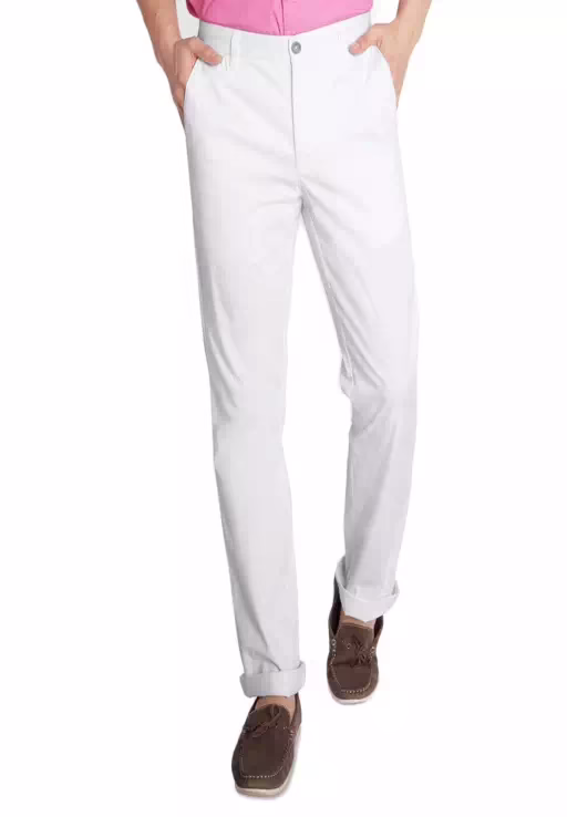 White Slim Flat Trouser