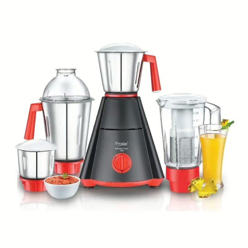 Prestige Nakshatra Super 4 Jars (1500 ml, 1500 ml, 1000 ml, 300 ml) (Black, Red) 750 Juicer Mixer Grinder (4 Jars, Black with Red)