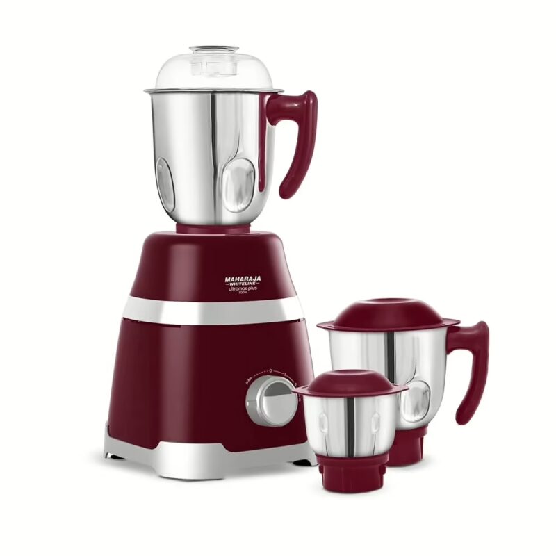 Maharaja Whiteline MX-232 Ultramax Plus 800 W Mixer Grinder (3 Jars, Burgundy)