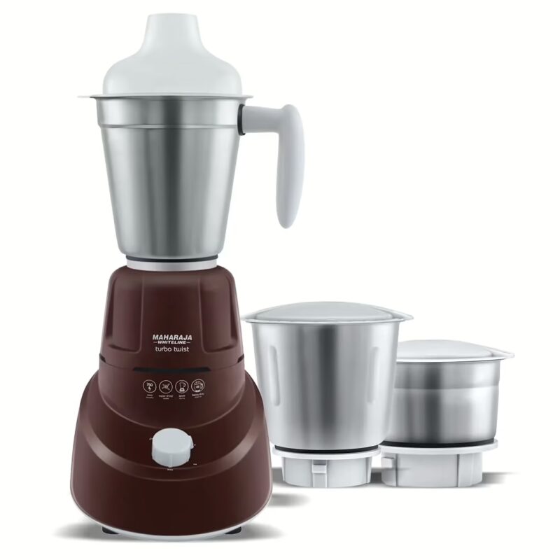 Maharaja Whiteline TURBO TWIST-750W Mixer 750W Range 750 Juicer Mixer Grinder (3 Jars, Burgundy, White)