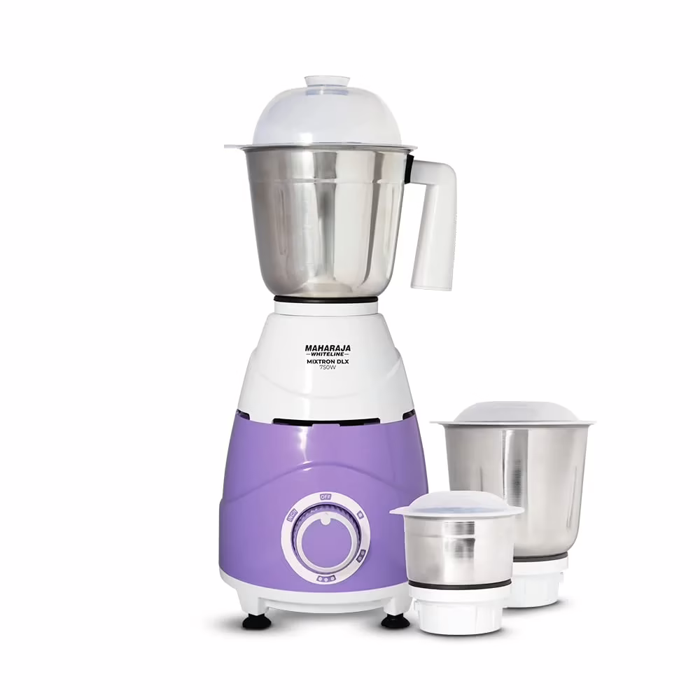 Maharaja Whiteline MX-246 MIXTRON DLX 750 Mixer Grinder (3 Jars, White and Voilet)